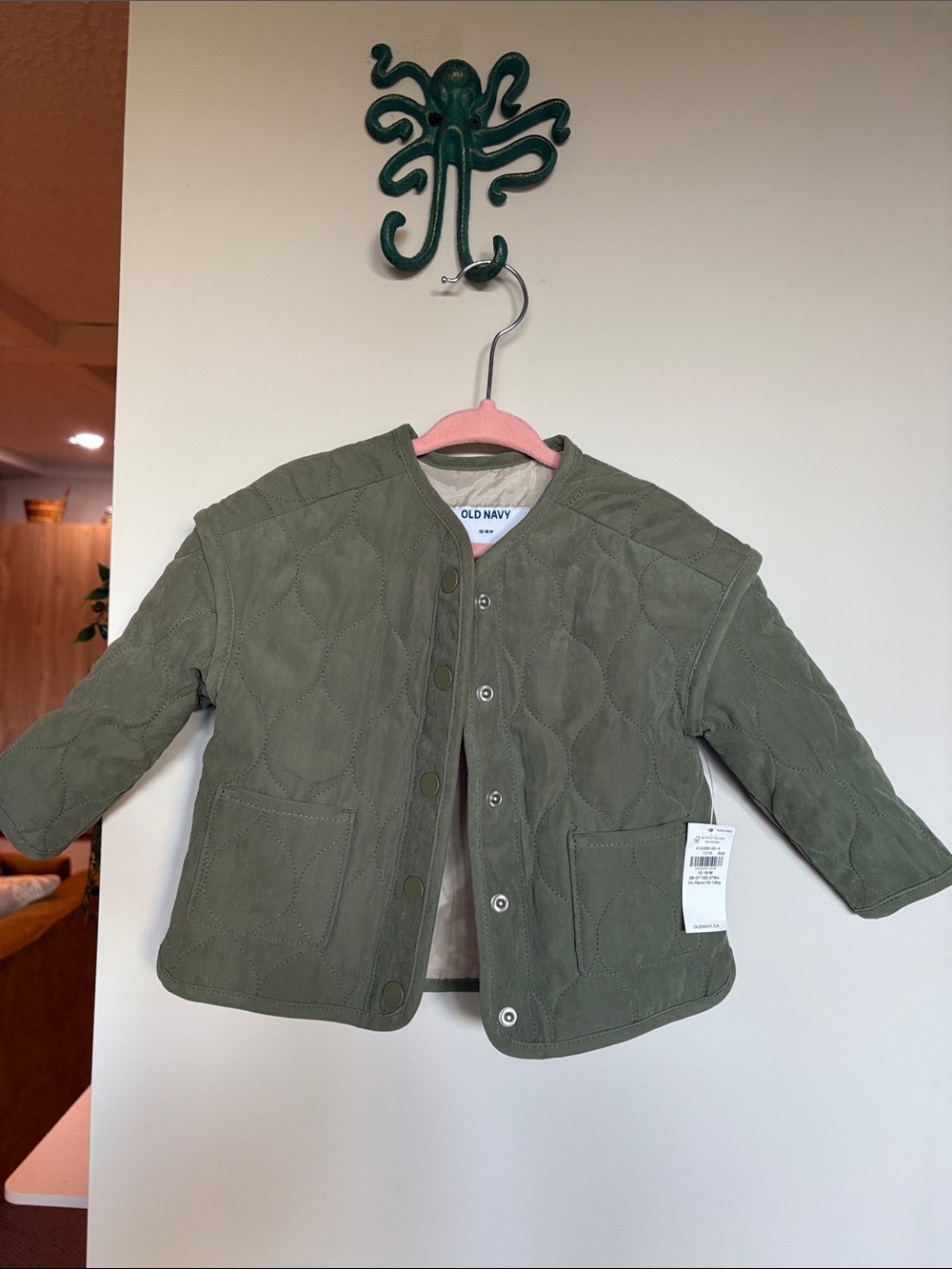 NWT Old Navy Baby Quilted Jacket Sage Green 12–18M